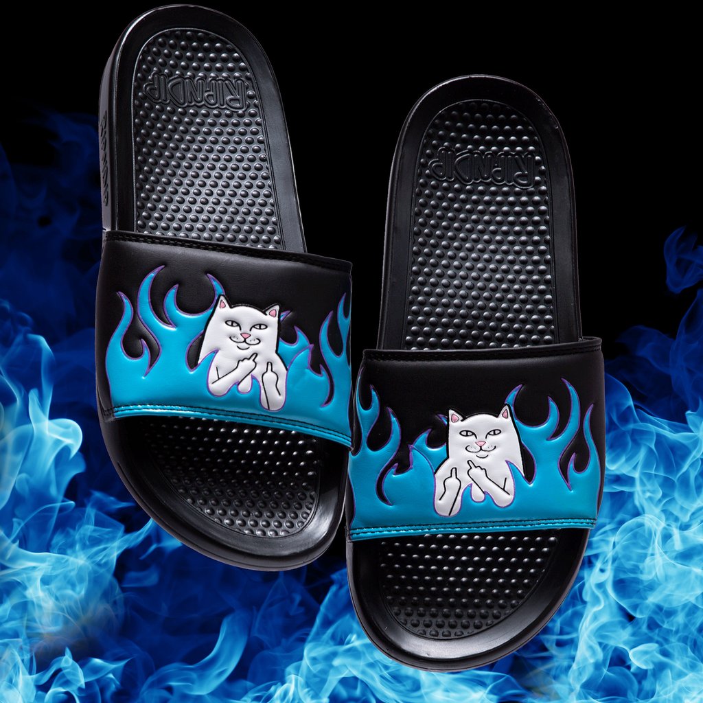 ripndip sandalias welcome to heck slides black/blue - Malibu Store